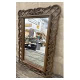 Wood Syroco mirror approx 26"x18"
