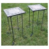 2 tile top fern stands - iron legs 10x22