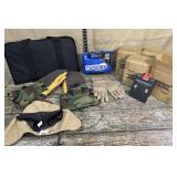 Laptop bag, gloves, hat, first aid kit, 16 pairs