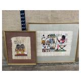 2 pieces Egyptian papyrus art