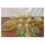 Madrid Amber depression glass, dishes, cups and