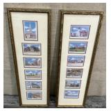 2 piece framed St. Louis postcards approx 22"x7"