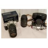 Minolta camera,  lense, parktica LTL3 camera with