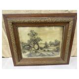 Beautiful oak Victorian frame w/ 1897 pastoral