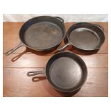 LODGE Cast Iron Pans-15", 12", 10"