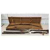 African looking hunting tools, spears, hatchet,