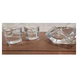 Glass-Orrefors Sweden candlestick & ashtray