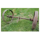 Pair of iron wheels with axle 36in