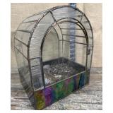 Large leaded & stained glass terrarium