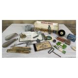 Cigar box of advertising & little junque