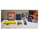 Airline related brochures, stand up advertising