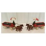 2 cast Coca-Cola wagons