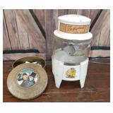 Naxon Dollyduds electric washer, tin of sewing