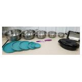 Stainless steel bowls with lids, small roaster