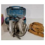 Makita palm sander, skill saw, tool belt