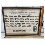 Goodyear tire advertisement framed. Needs