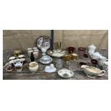 Box of mixed China, milkglass, etc