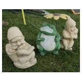 Gnomes and frog yard art 12"t