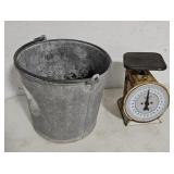 Galvanized bucket, scales