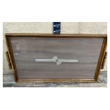 Art deco wood & glass butler tray