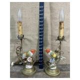 2 France antique brass electric candelabras w/
