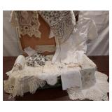 Linens & Lace- tatted misc variety w/ suitcase