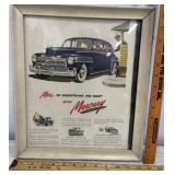 Mercury advertising framed. Needs cleaning.