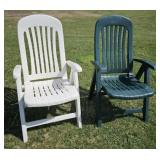 2 plastic folding chairs