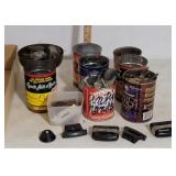 Coffee tins with miscellaneous hardware