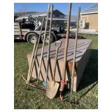 Log roller, hoes, rakes