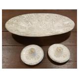 3-piece California pottery, candle holders, dish