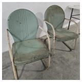 2 Green and white spring chairs