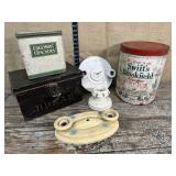 Vintage lighting & tins