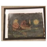 Native American painting on leather