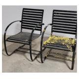 Pair of iron spring chairs