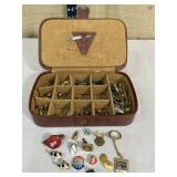 Box of cuff links & pins incl.10k masons cufflink