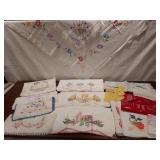 Needlework Linen-vintage pillowcases, runners,