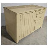 Painted 1 door 3 drawer bakers cabinet 43"24"30"
