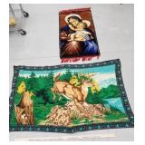 2 tapestry, religious, wildlife
