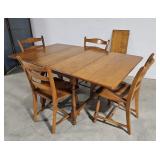 Heywood Wakefield maple drop leaf table and 4