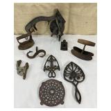 Trivets, hardware, 1917 cherry stoner etc