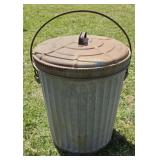 Wheeling galvanized trash can 18"