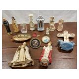 Box of religious items, figurines, picture, etc