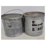 2 galvanized minnow buckets