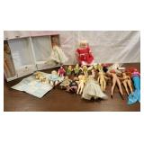 Barbie and case, and other dolls , etc