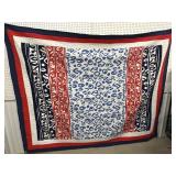 Pretty red, white & blue quilt approx 74"x96"