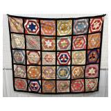 Beautiful hand-stitched satin-like quilt approx