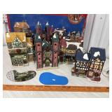 Porcelain holiday expressions, lighted houses.