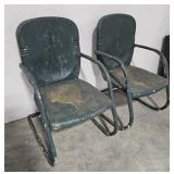 2 Green tin rocking chairs