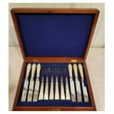 Kosher knife and fork set of 6 with mother of